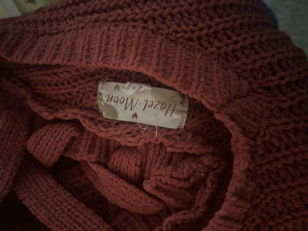 Hazel Moon Distressed Knit Sweater Coral